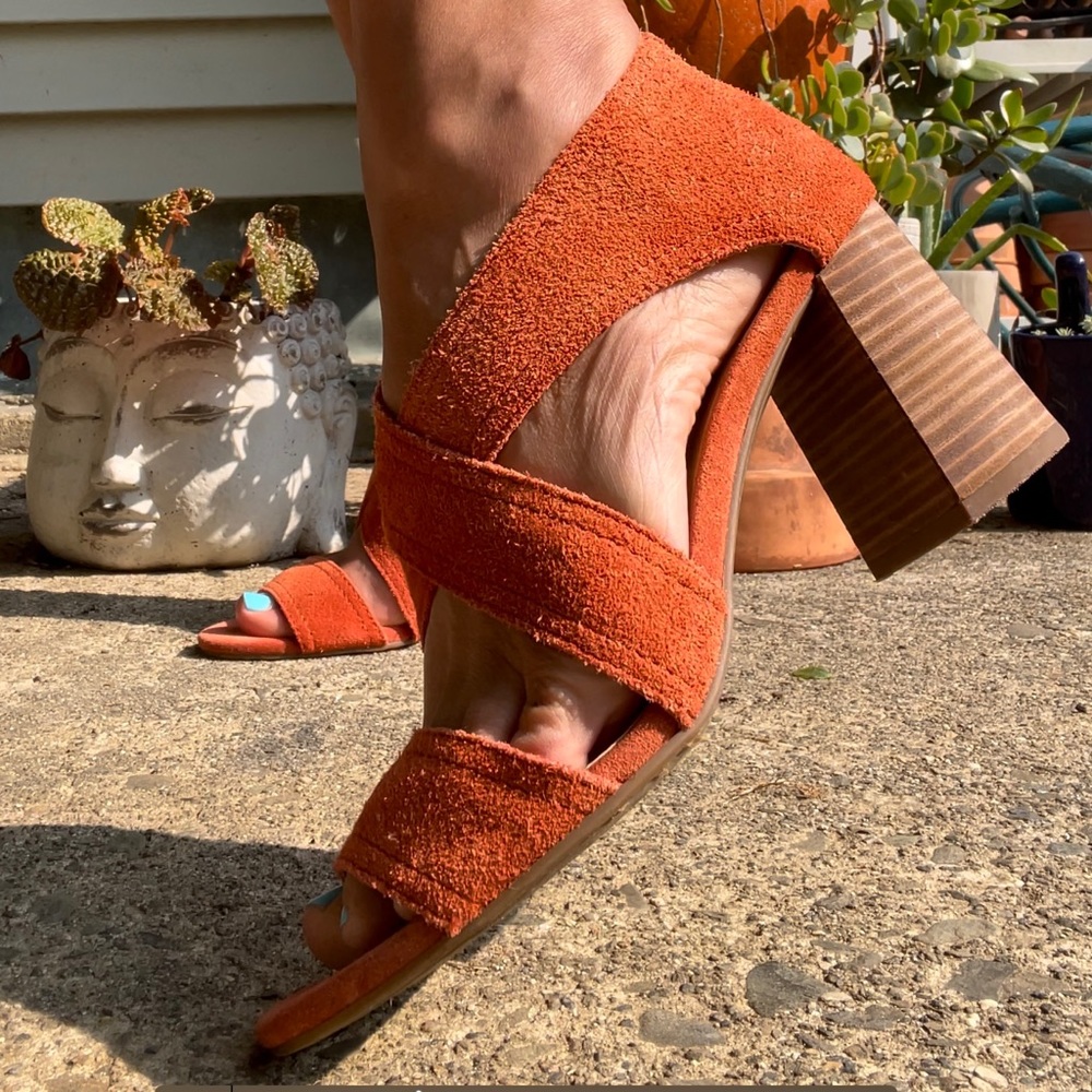 Lucky Brand Dark Orange Suede Sandals